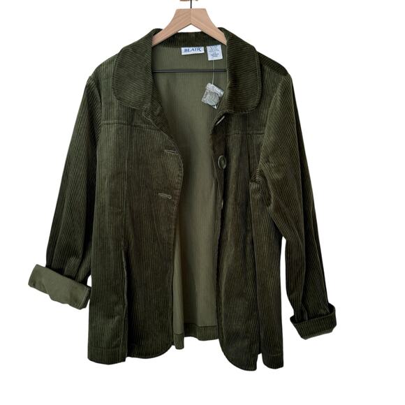 Blaire Woman's Size L Corduroy Olive Green Vintage Button Collared Jacket - Picture 3 of 6